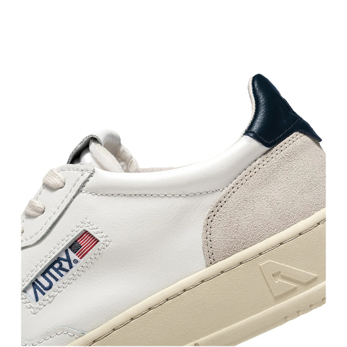 Sneakers Autry Medalist Low In Pelle Bianca E Blu E Suede Beige, vista 6