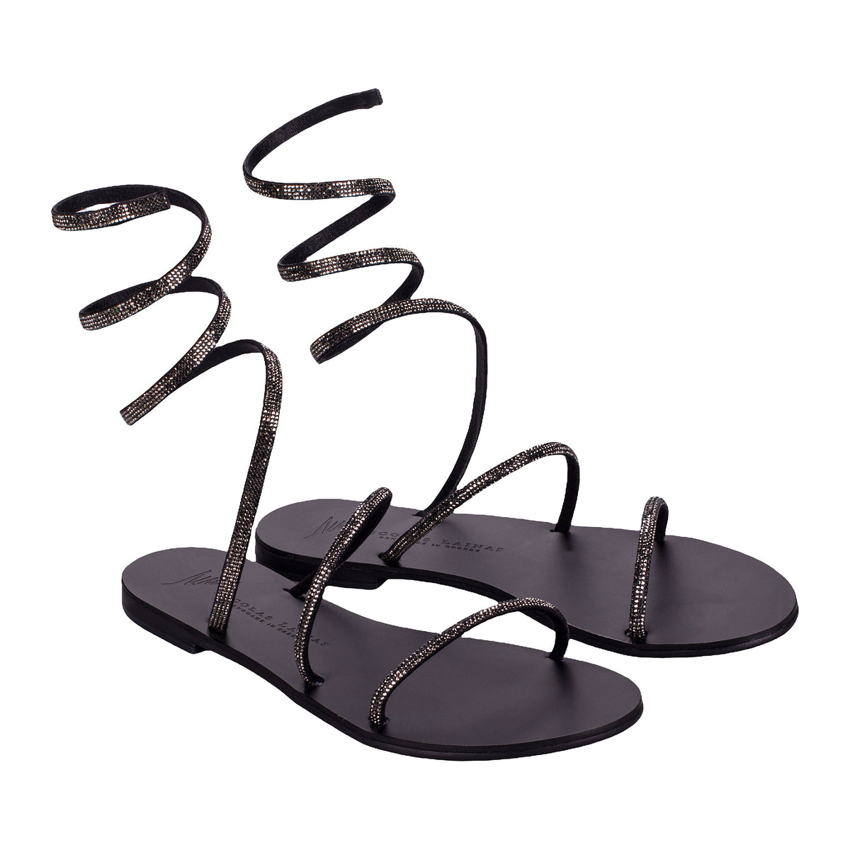 Sandali Bassi Nicolas Lainas Schiava Con Strass Nero