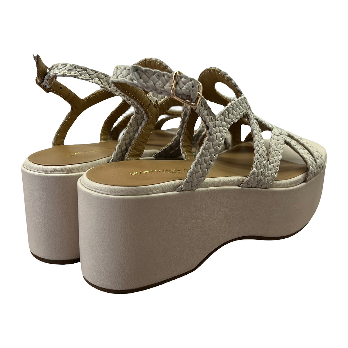 Sandali Gianmarco Sorelli Intreccio Beige Zeppa 7cm, vista 3