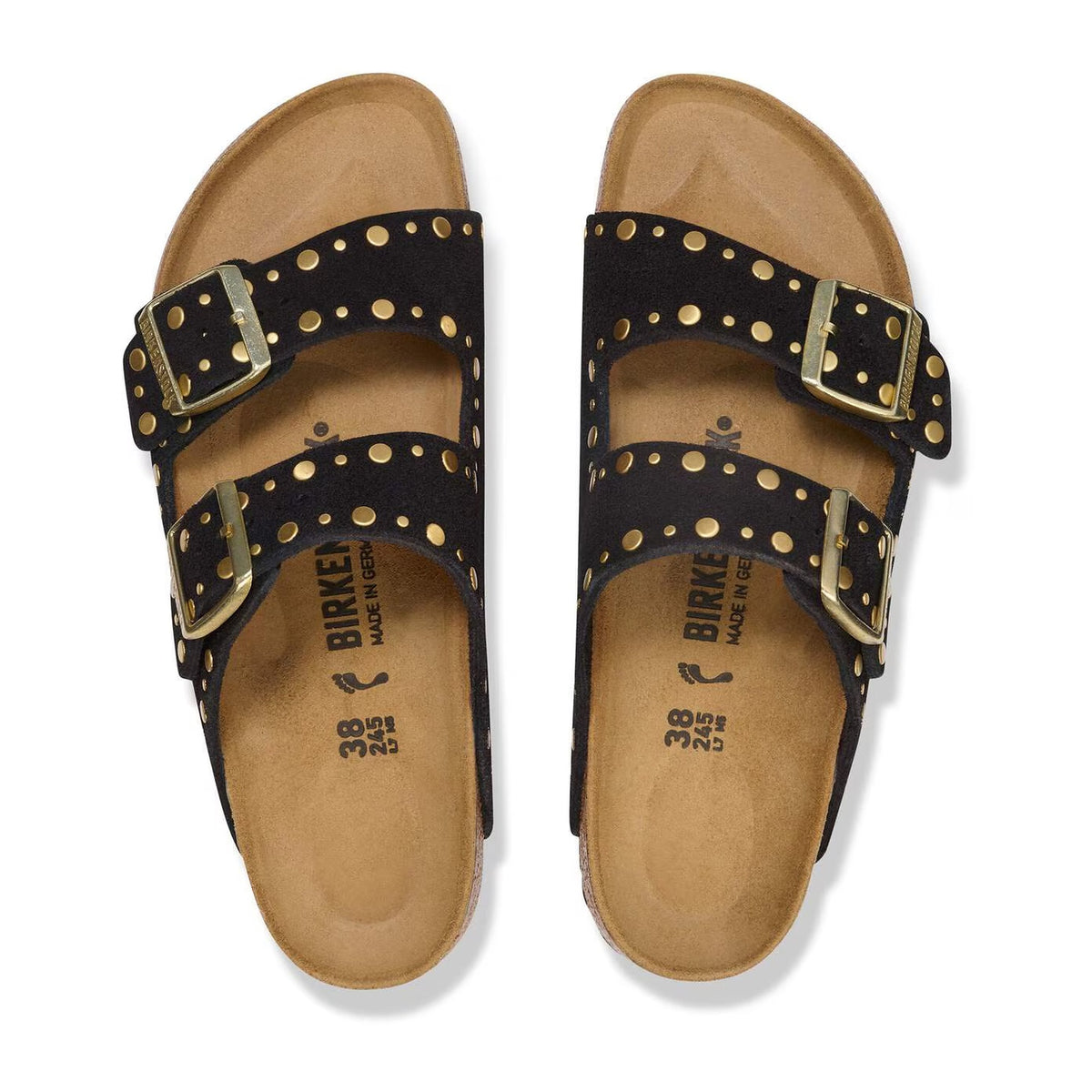 Sandali Bassi Birkenstock Arizona Rivet Black, Suede Leather – foto 2