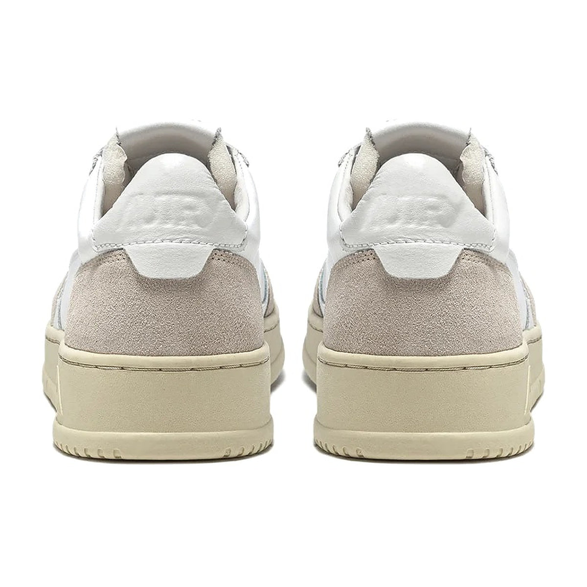 Sneakers Autry Medalist Low In Pelle Bianca E Suede Beige, vista 3