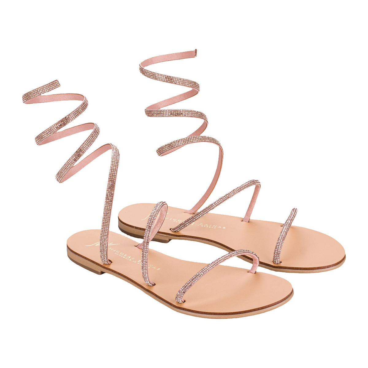 Sandali Bassi Nicolas Lainas Schiava Con Strass Cipria