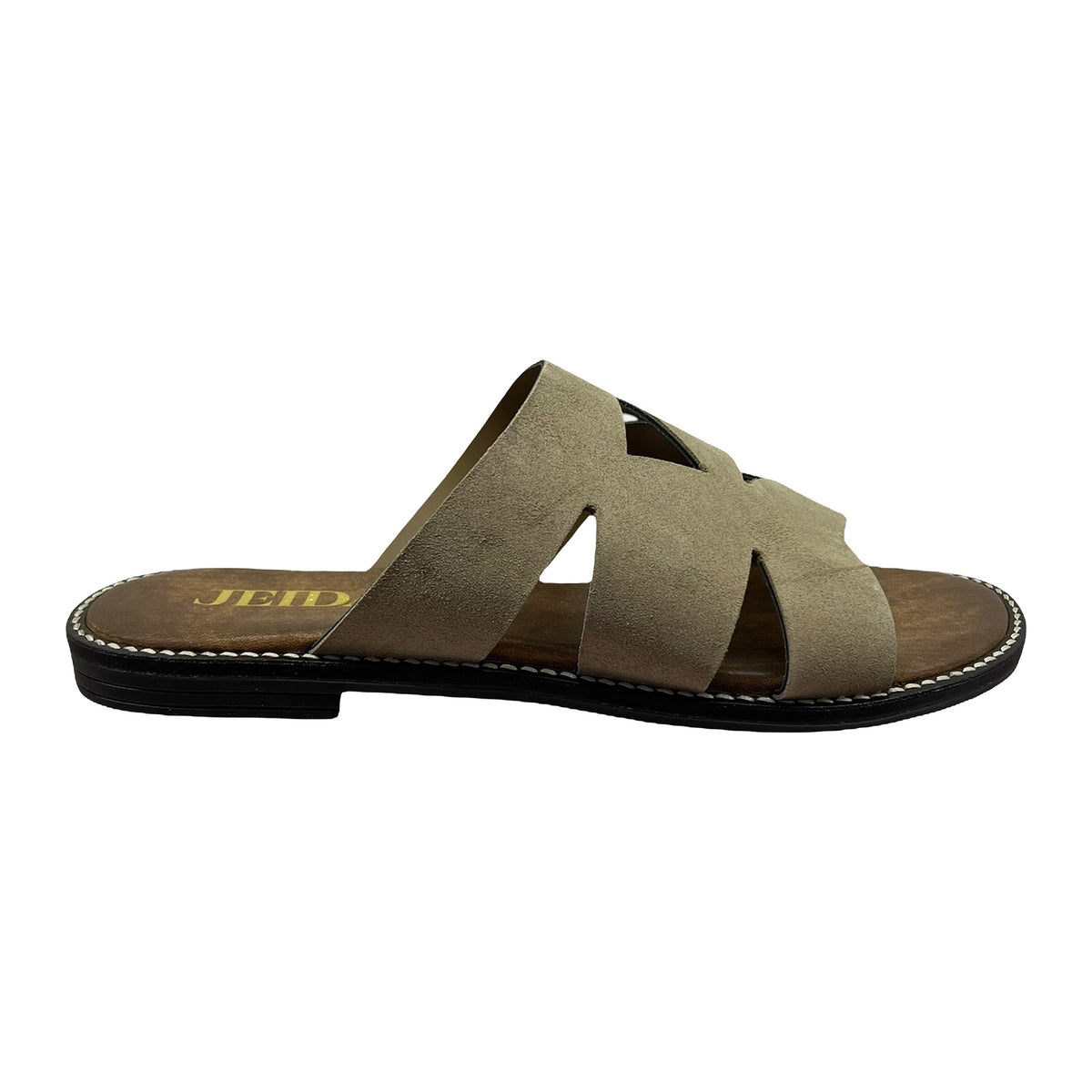 Sandali Bassi Slide Flat Camoscio Taupe