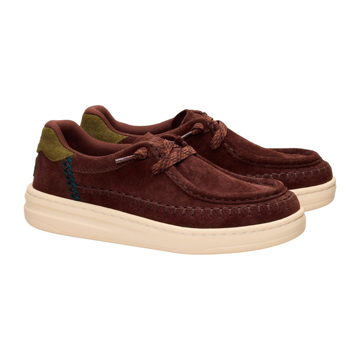 Sneakers Hey Dude Harper Moc Crafted Suede Shaved Chocolate, vista 2