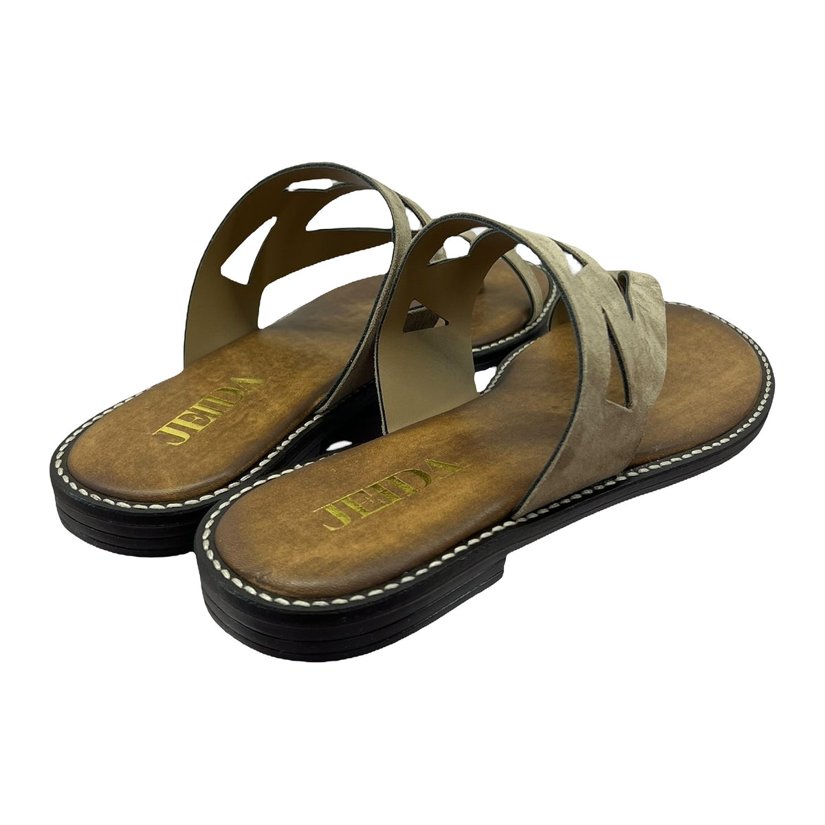 Sandali Bassi Infradito Camoscio Taupe, vista 3