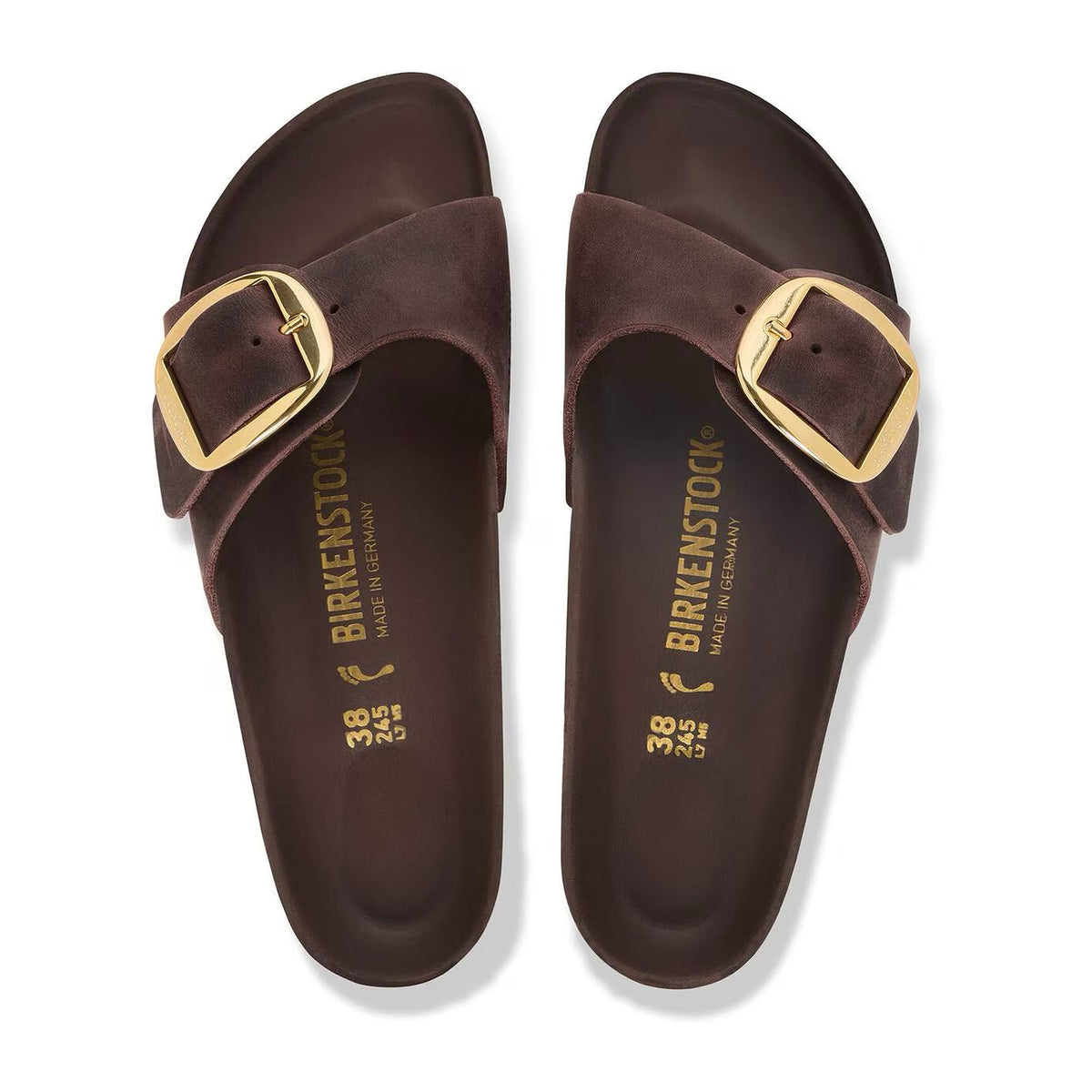 Sandali Bassi Birkenstock Madrid Big Buckle HEX Habana, Oiled Leather, vista 2
