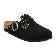 Sandali Bassi Birkenstock Boston Rivet Black, Suede Leather