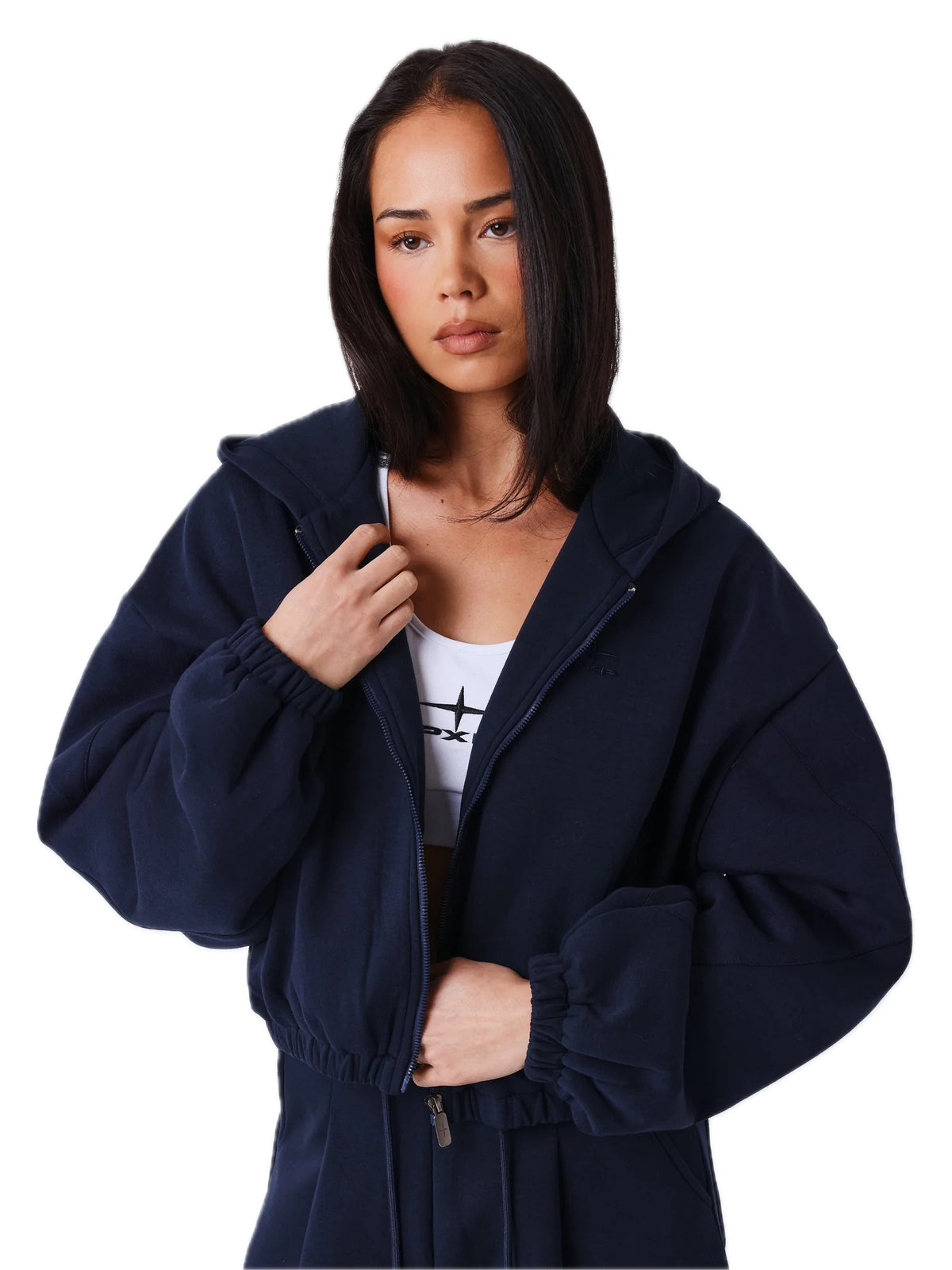 Giacca boxy con zip Natural