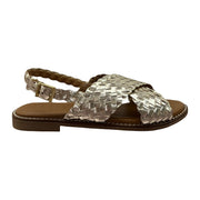 Sandali Bassi In Vitello Intreccio Oro/Platino