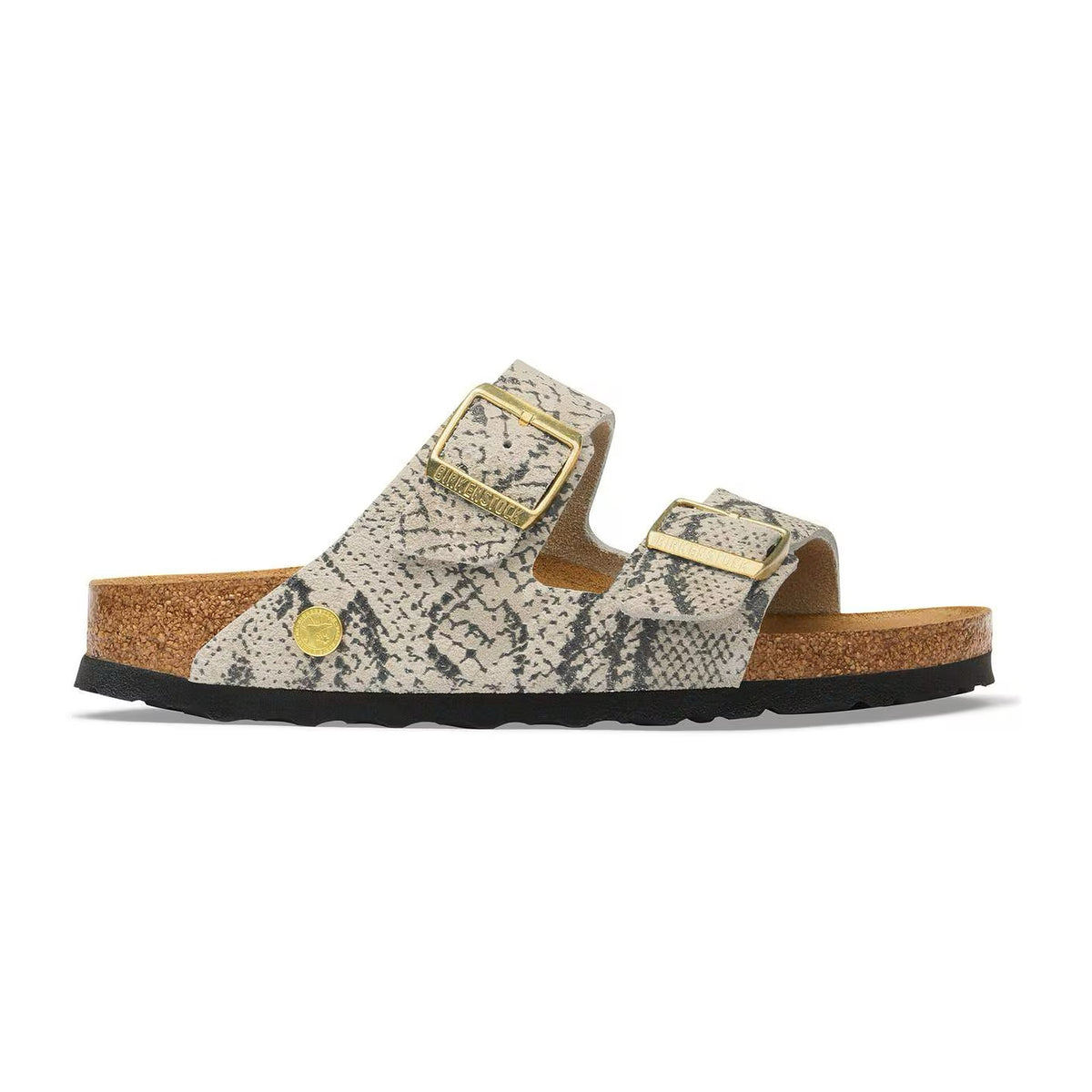 Sandali Bassi Birkenstock Arizona Snake Oyster, Suede Leather, vista 3