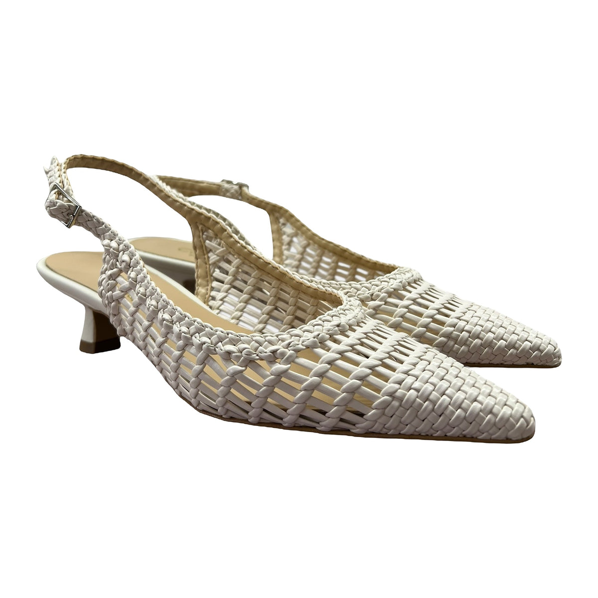 Décolleté Codic&20 Slingback Intreccio Burro Tacco 5cm, vista 2