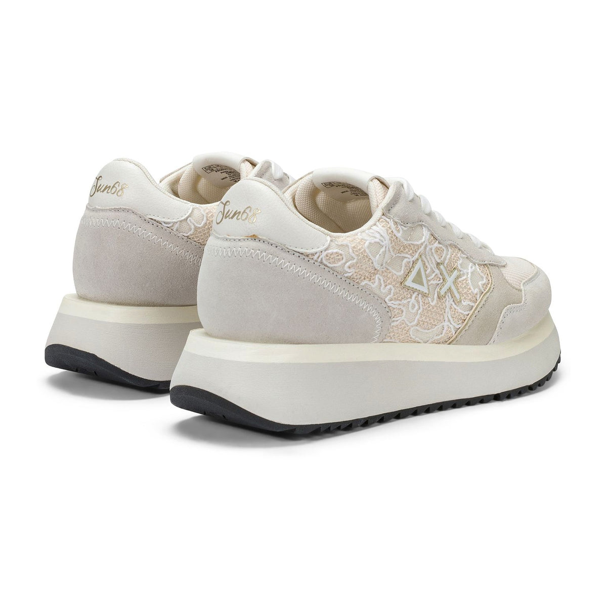 Sneakers Sun68 Big Ally Flower Mesh Bianco Panna, vista 3