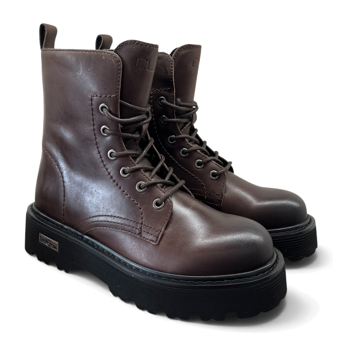 Anfibi Cult Donna In Pelle Marrone Con Suola Chunky – foto 2