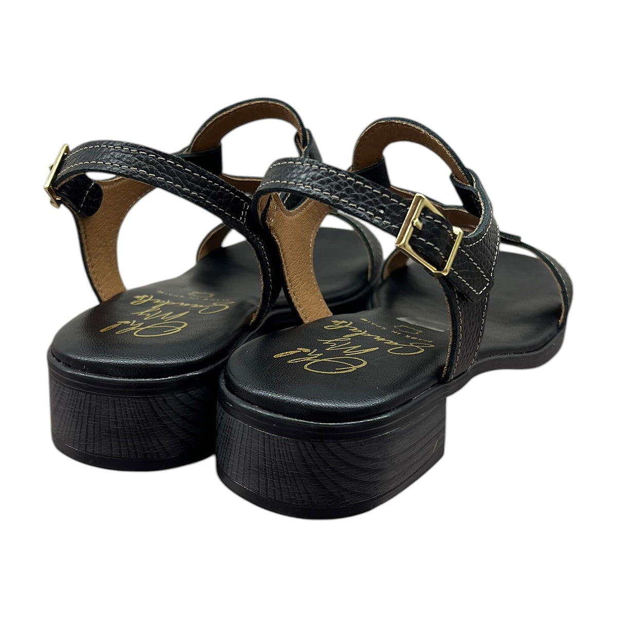 Sandali In Vitello Nero - Tacco 20, vista 3