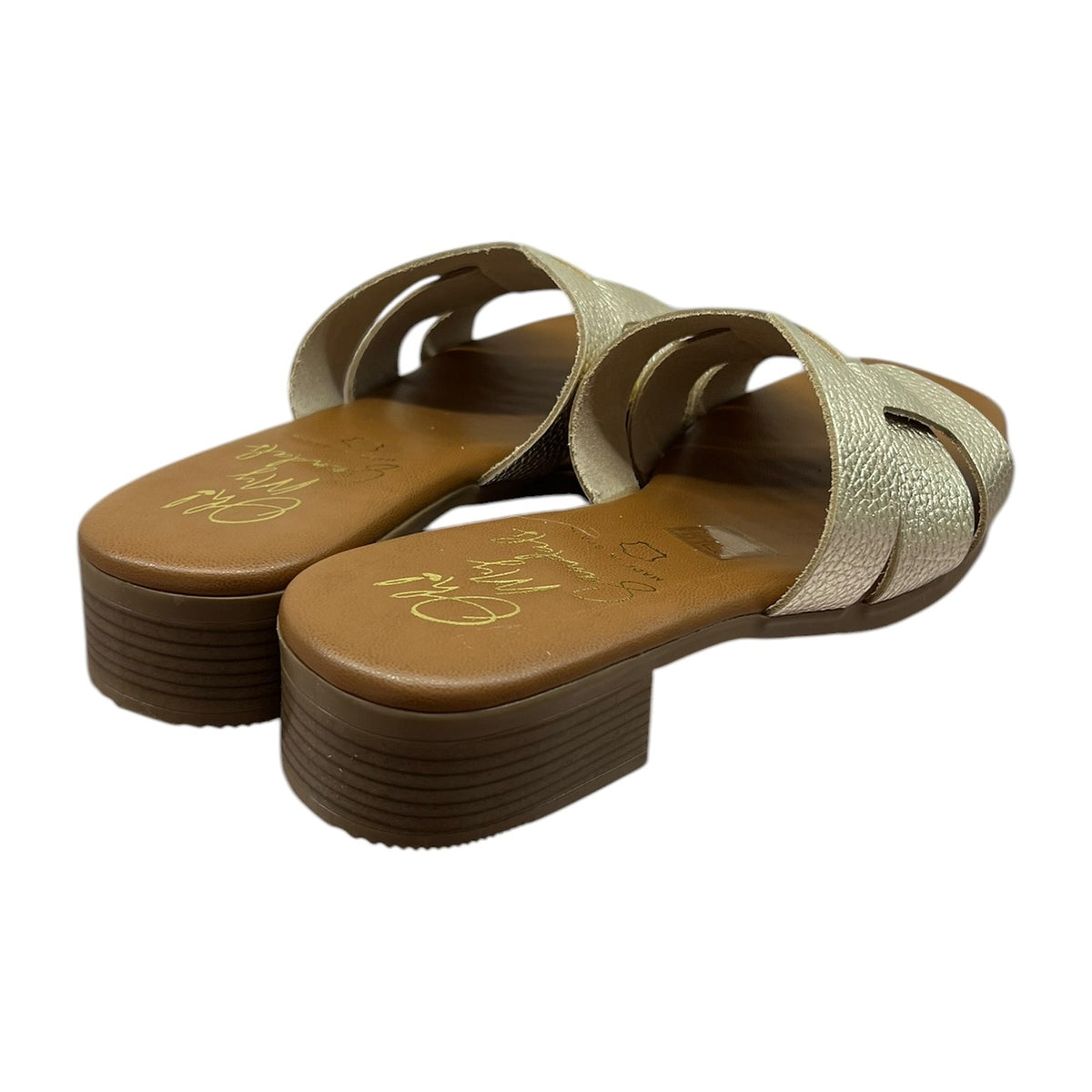 Sandali Ciabattina In Vitello Oro/Platino - Tacco 20, vista 3