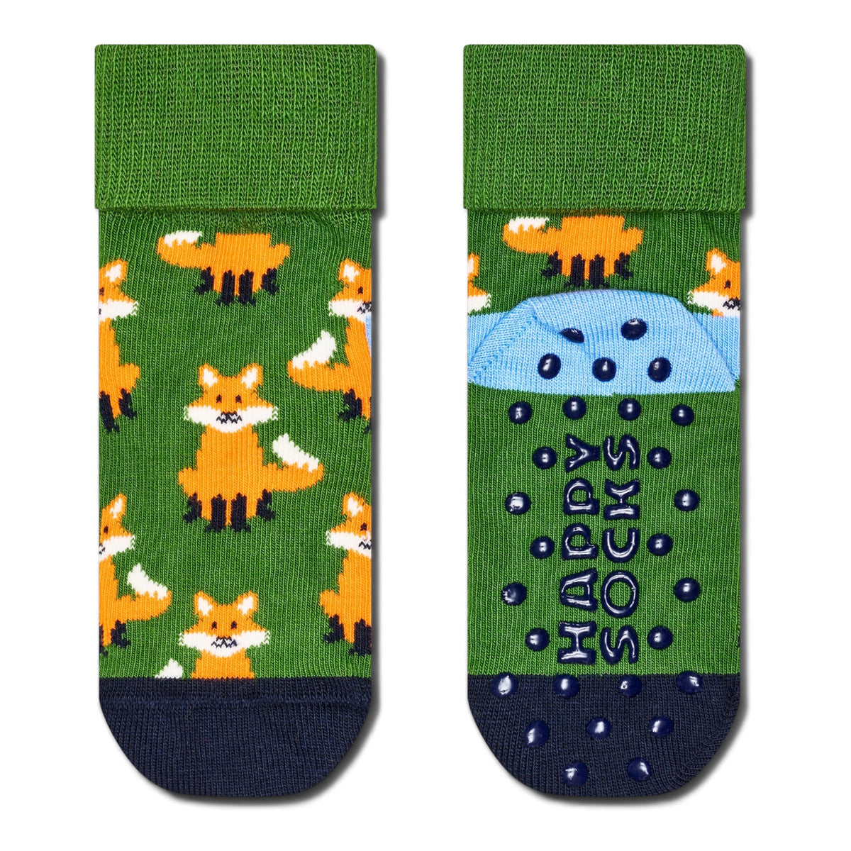 Kids Fox Anti-Slip Sock Happy Socks verde