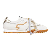 Sneakers Gio+ In Pelle Latte E Oro Con Charms