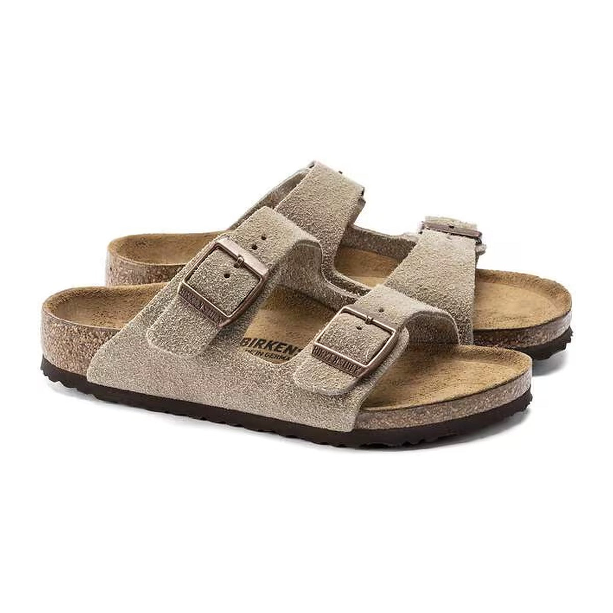 Sandali Birkenstock Arizona Kids Taupe, Suede Leather, vista 2
