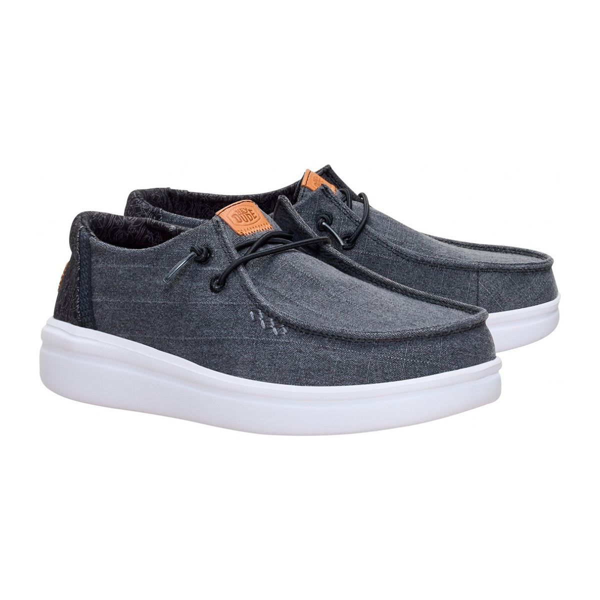 Ballerine e Mocassini Hey Dude Wendy Rise Chambray Grid Black, vista 2