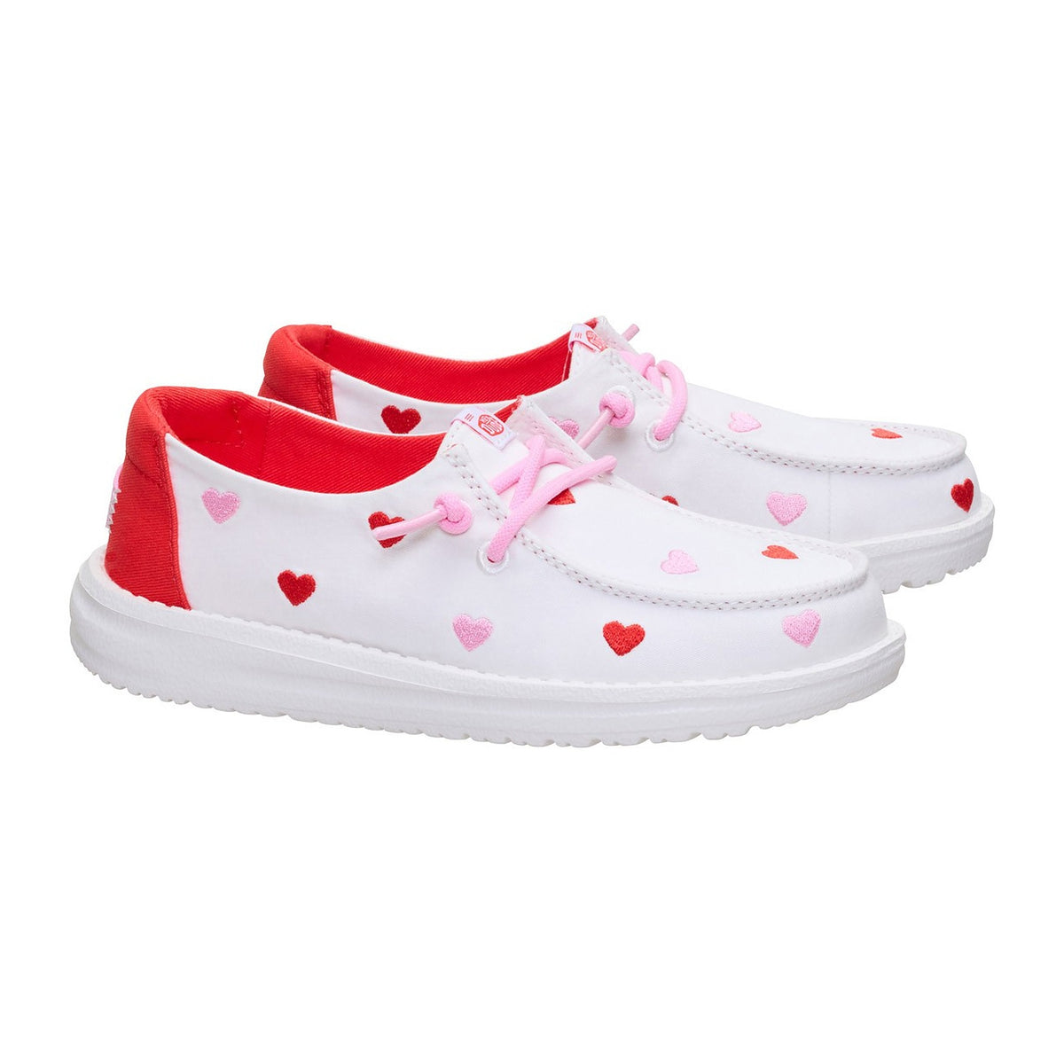 Ballerine e Mocassini Hey Dude Wendy Y Embroidered Hearts White/Multi, vista 2