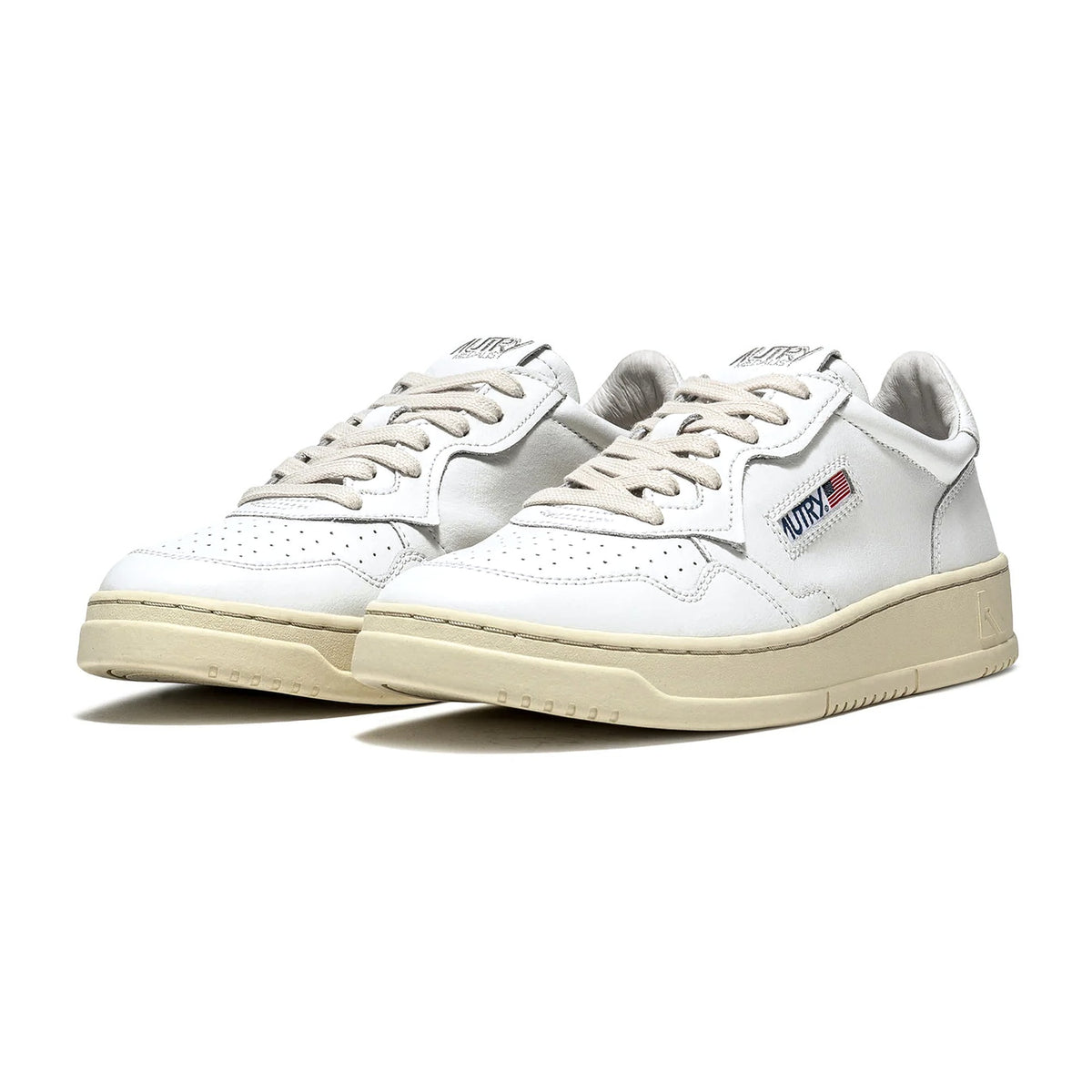 Sneakers Autry Medalist Low In Pelle Bianca, vista 2