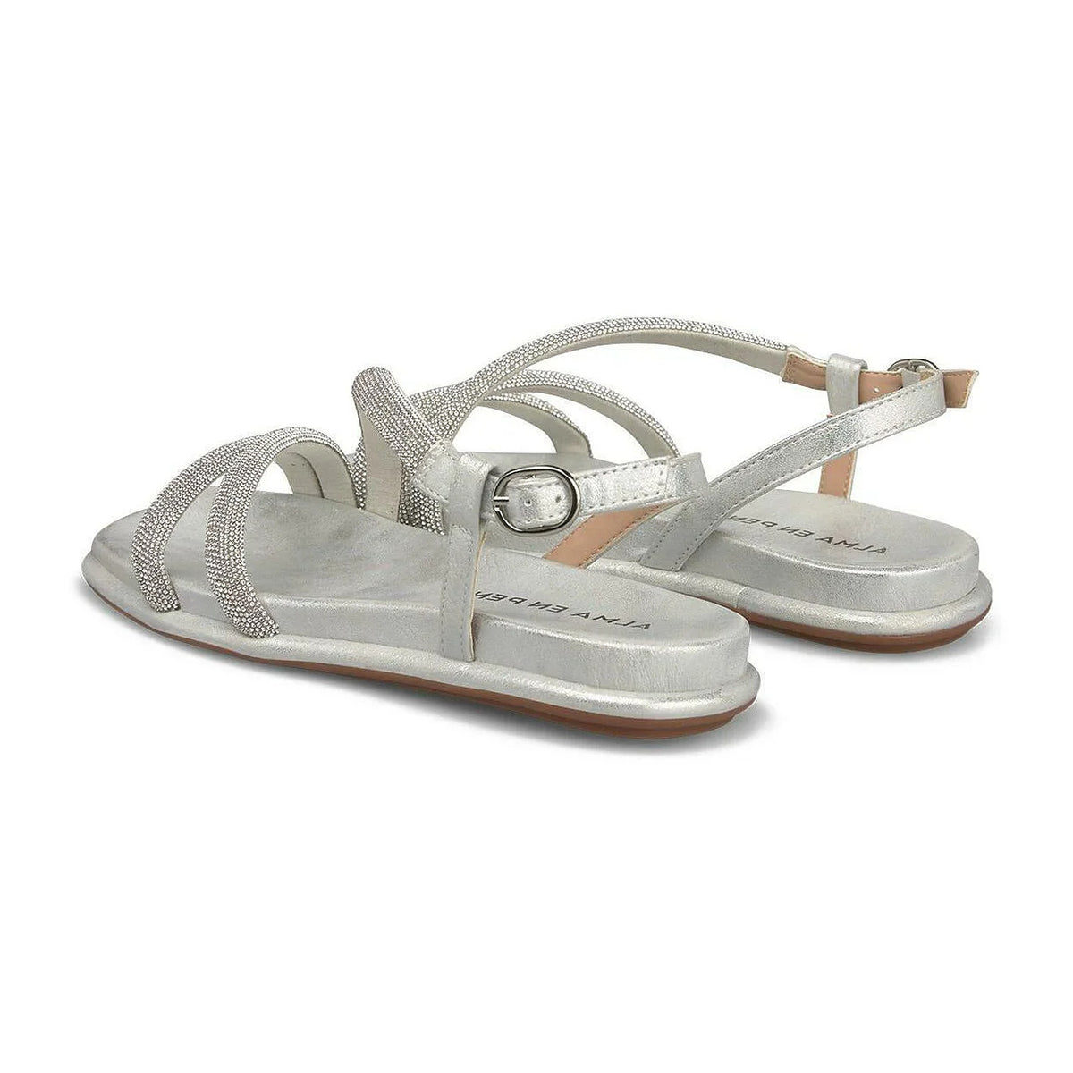 Sandali Bassi Alma en Pena Fussbett In Pelle Con Strass Argento, vista 2