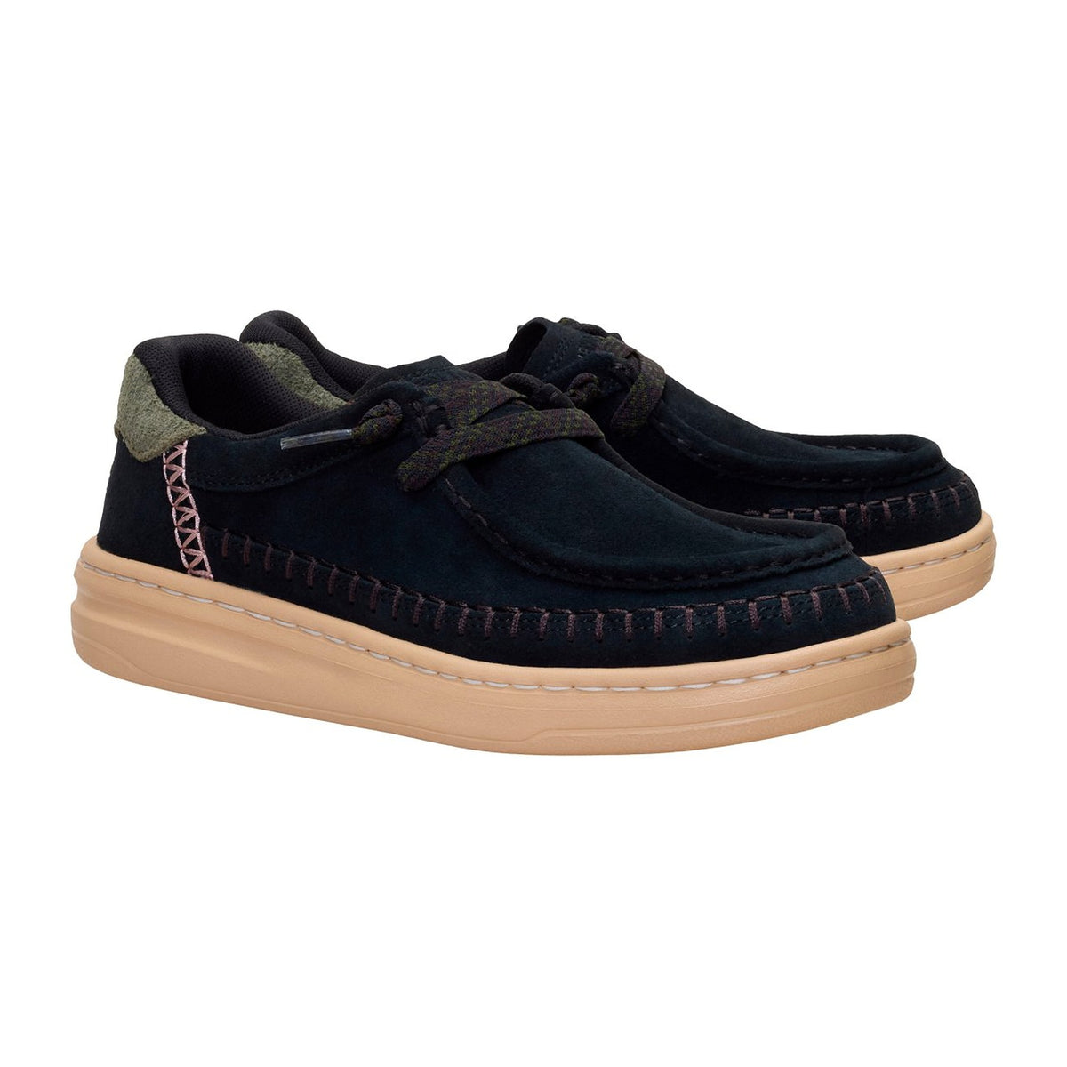 Sneakers Hey Dude Harper Moc Crafted Suede Black, vista 2
