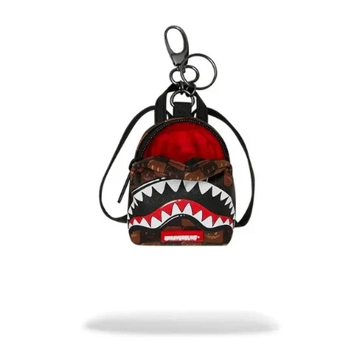 Portachiavi Sprayground Sharks IN Paris WTF Bubble Brown Check Keychain, vista 2