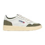 Sneakers Autry Medalist Low In Pelle Bianca E Suede Militare
