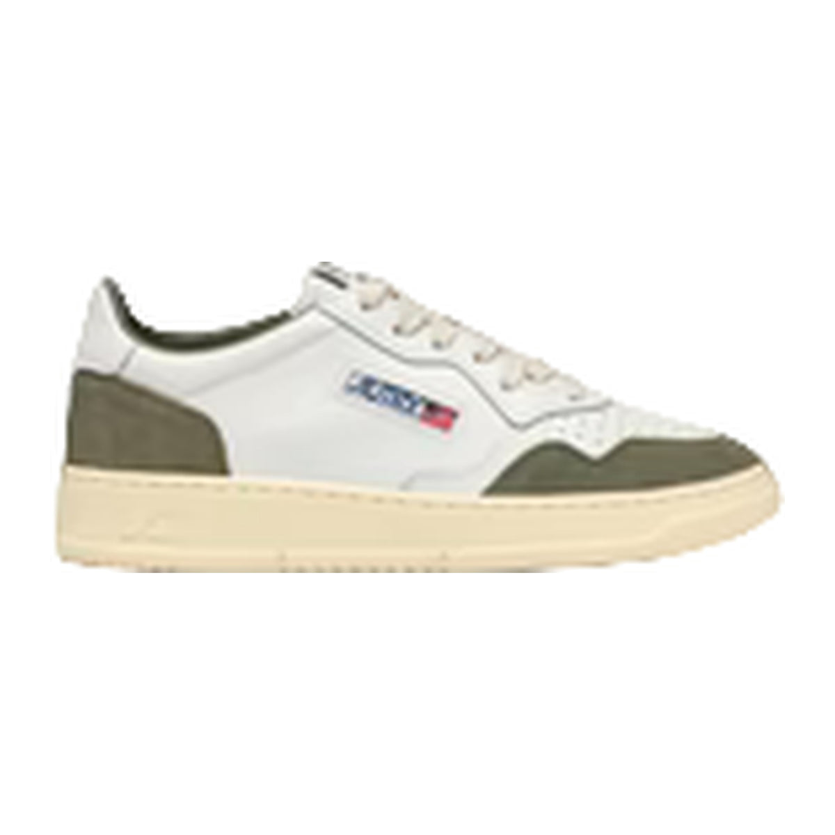 Sneakers Autry Medalist Low In Pelle Bianca E Suede Militare
