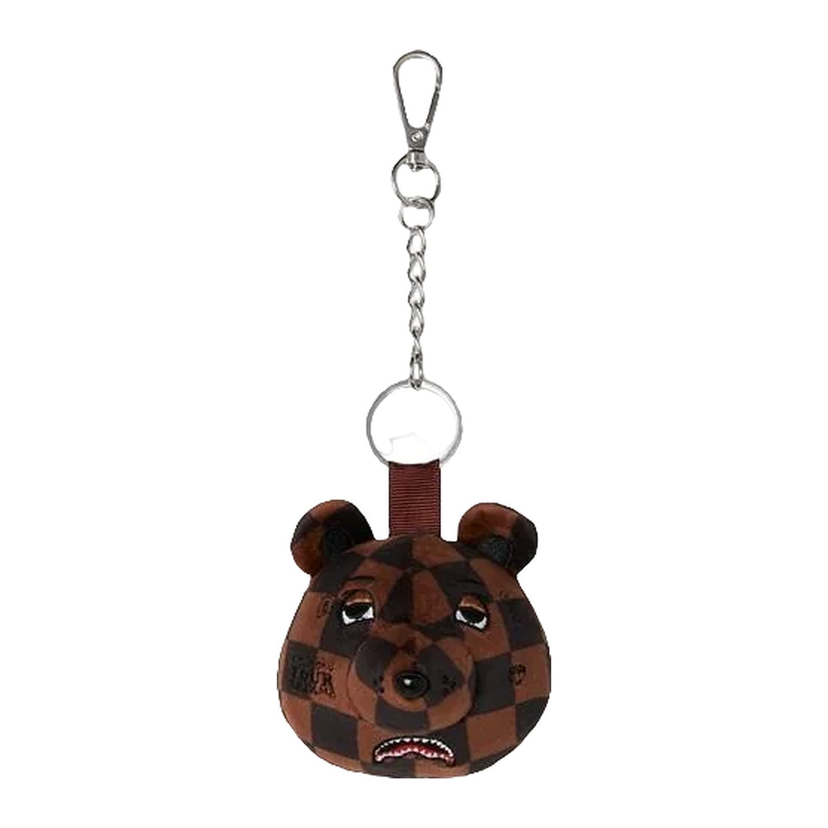 Portachiavi Sprayground Brown Checker Bear Head Keychain