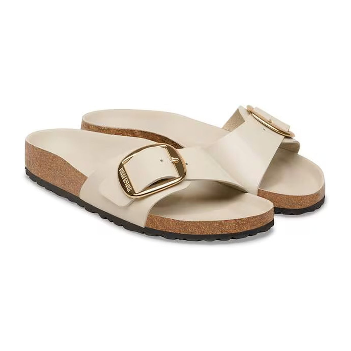 Sandali Bassi Birkenstock Madrid Big Buckle HEX Shine Oyster, Natural Lea, vista 2