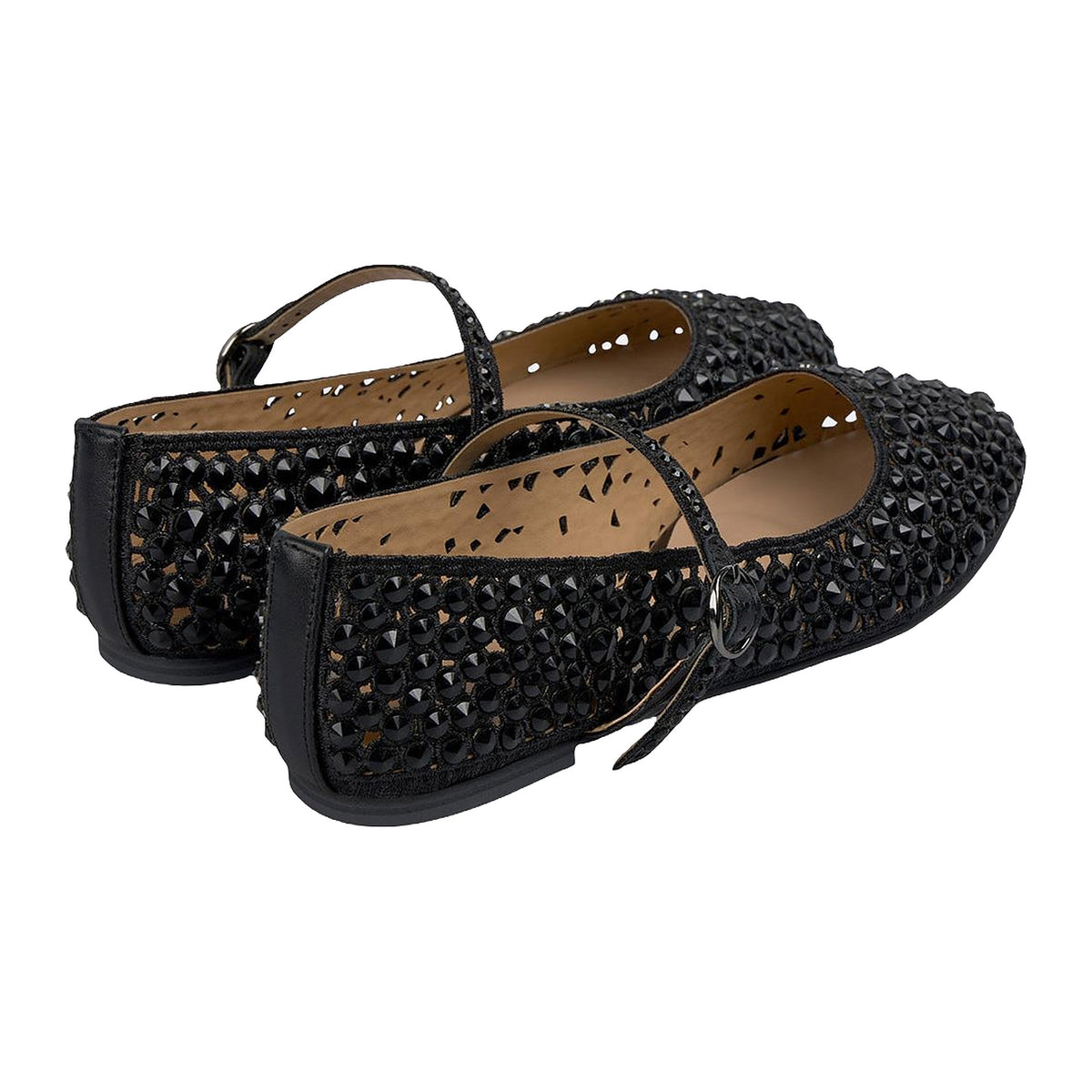 Ballerine e Mocassini Alma en Pena In Pelle E Strass Nero, vista 3