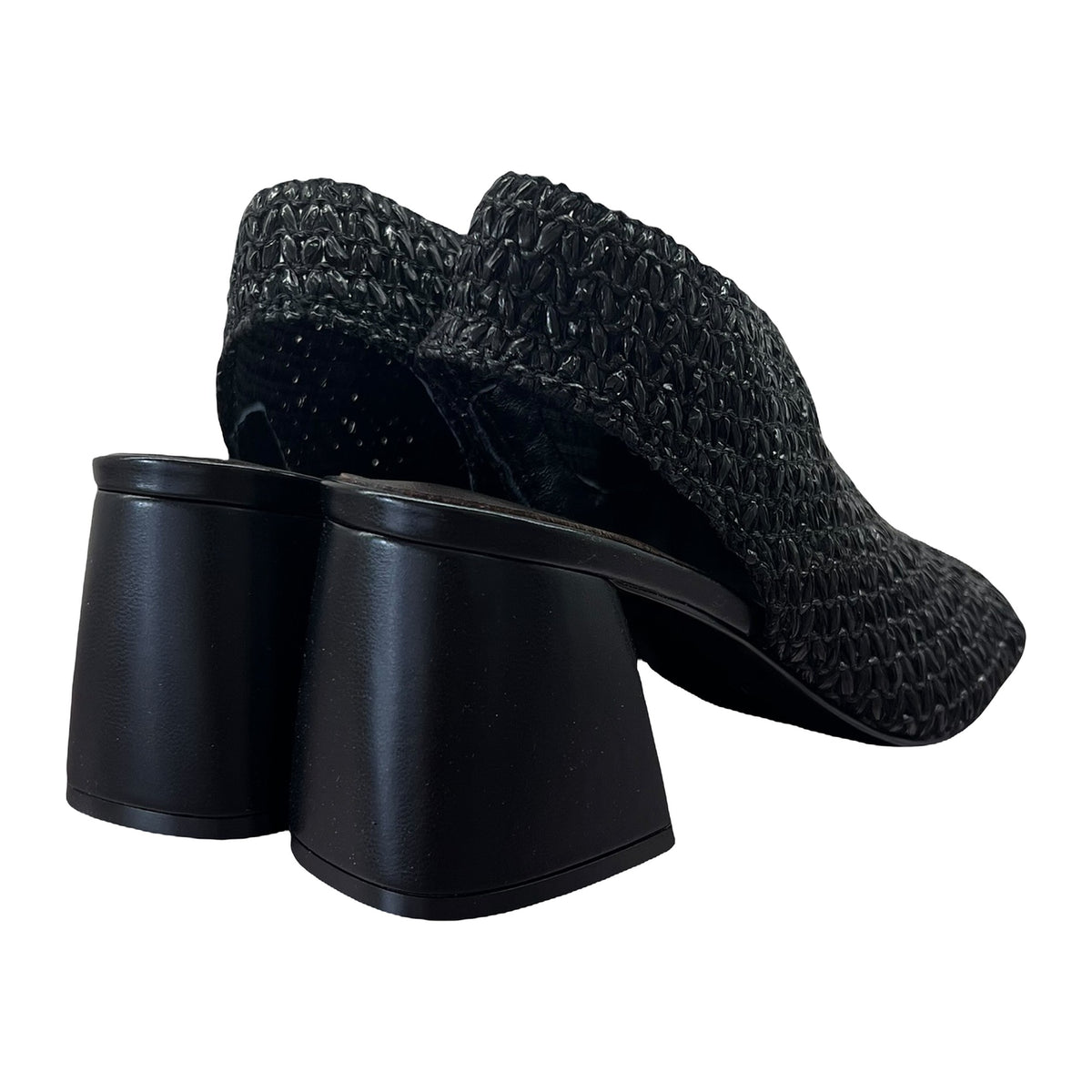 Sandali Jeannot Spuntato In Rafia Nero Tacco 7.5cm, vista 3