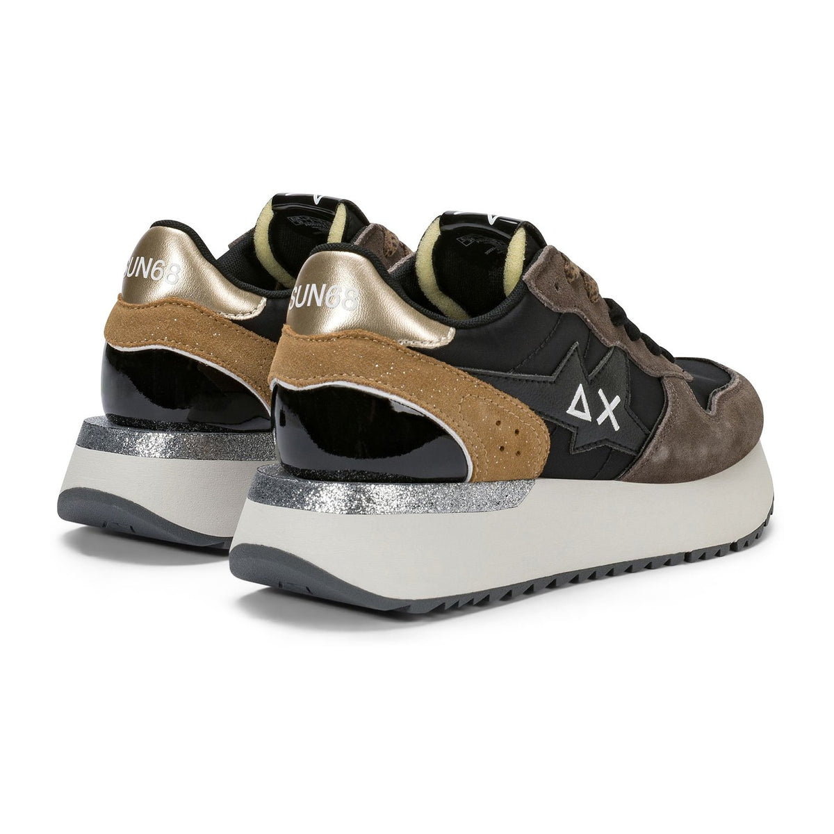 Sneakers Sun68 BIG Stargirl MIX Materials Nero, vista 3
