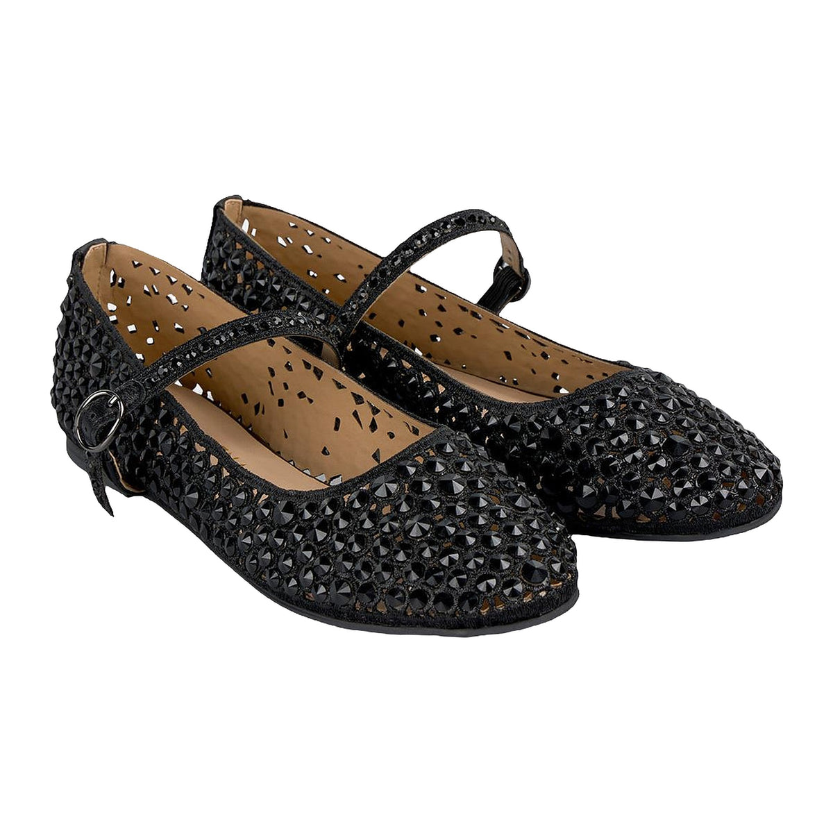 Ballerine e Mocassini Alma en Pena In Pelle E Strass Nero, vista 2