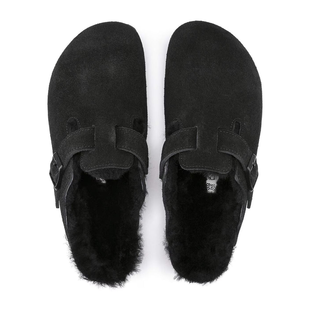Sandali Bassi Birkenstock Boston Shearling Black, Suede Leather – foto 2