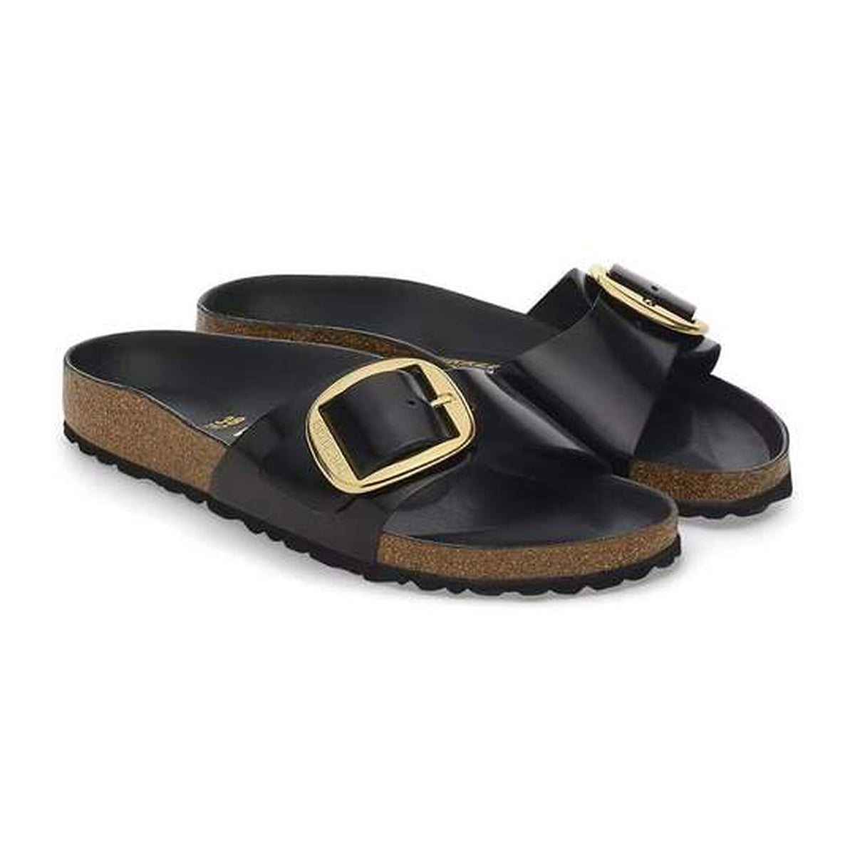 Sandali Bassi Birkenstock Madrid Big Buckle HEX Shine Black, Natural Leather, vista 2
