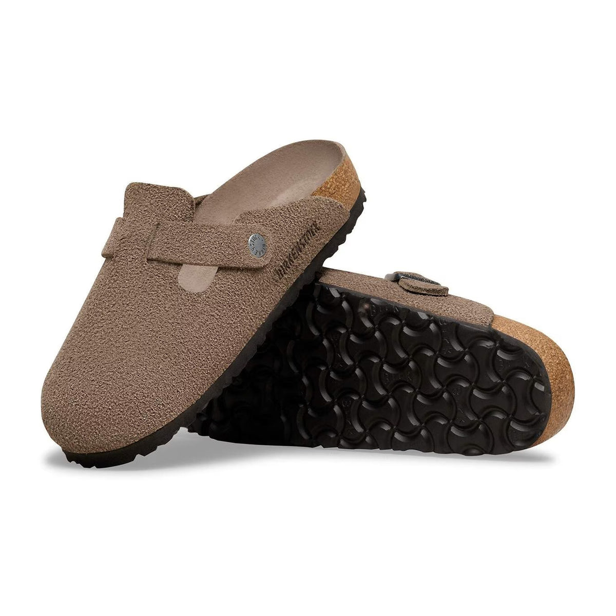 Sandali Birkenstock Boston SFB Concrete Gray, Suede Leather, vista 3