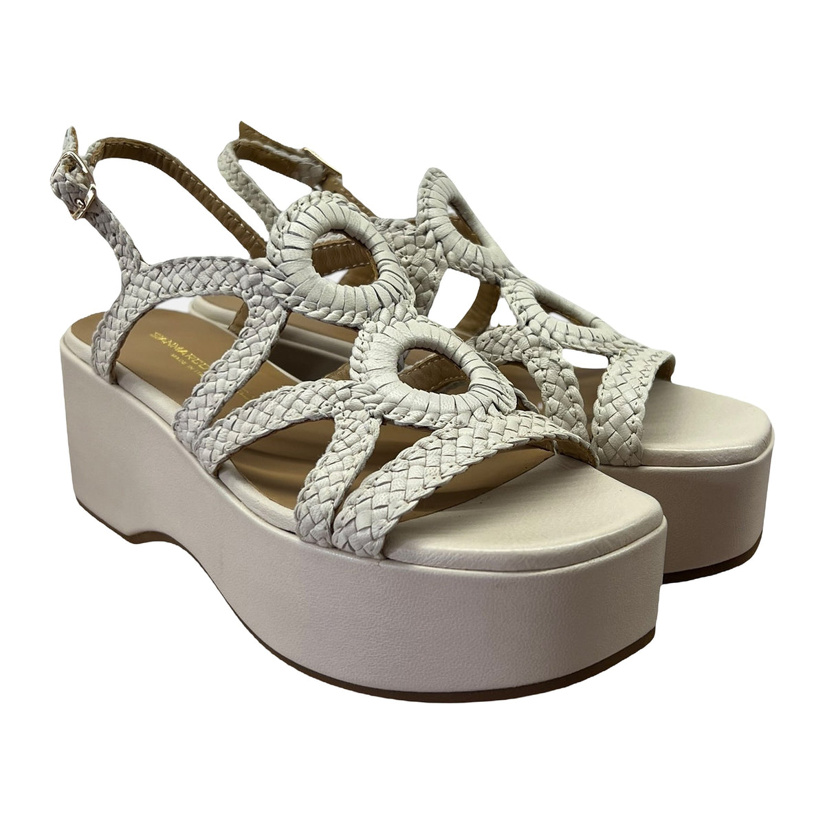 Sandali Gianmarco Sorelli Intreccio Beige Zeppa 7cm, vista 2