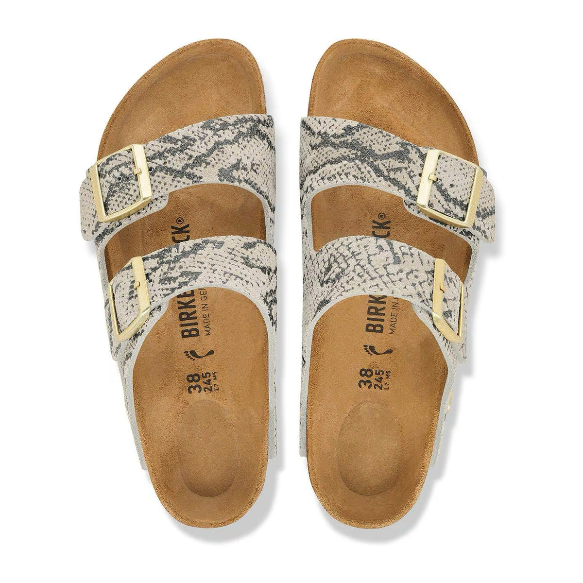 Sandali Bassi Birkenstock Arizona Snake Oyster, Suede Leather, vista 2