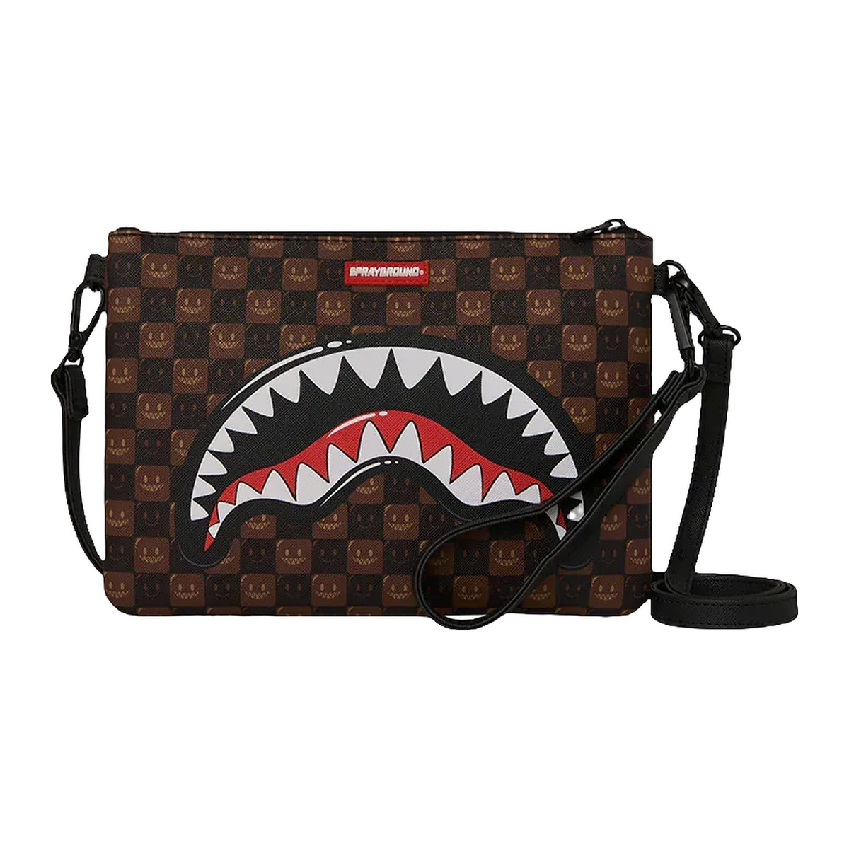 Pochette Sprayground Sharks IN Paris WTF Bubble Brown Check Crossover Clutch