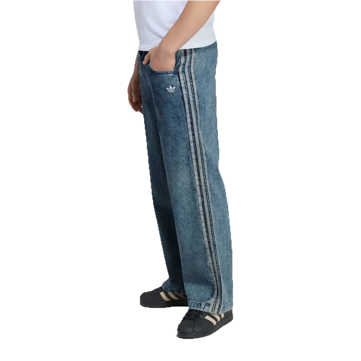 Pantaloni Adidas Da Allenamento In Denim Firebird A Vestibilità Ampia, vista 2