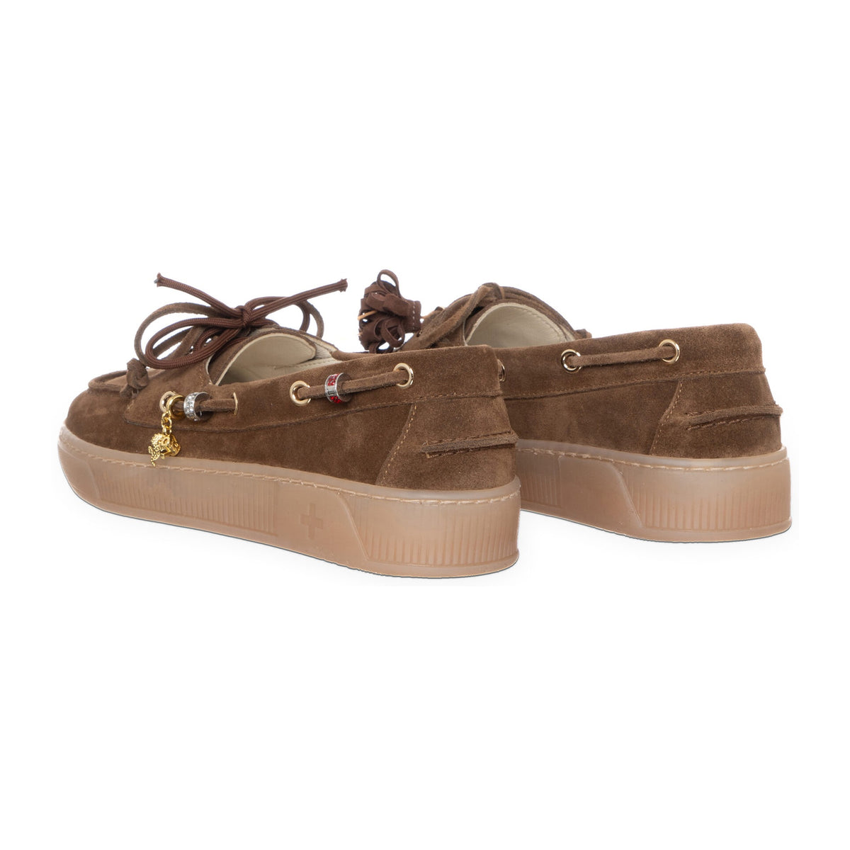 Ballerine e Mocassini Gio+ Camoscio Cuoio Con Charms, vista 3