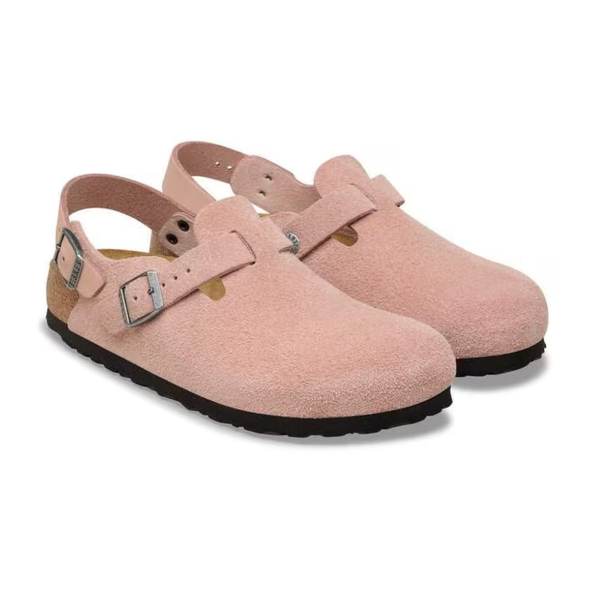 Sandali Bassi Birkenstock Tokio Pink Clay, Suede Leather, vista 2