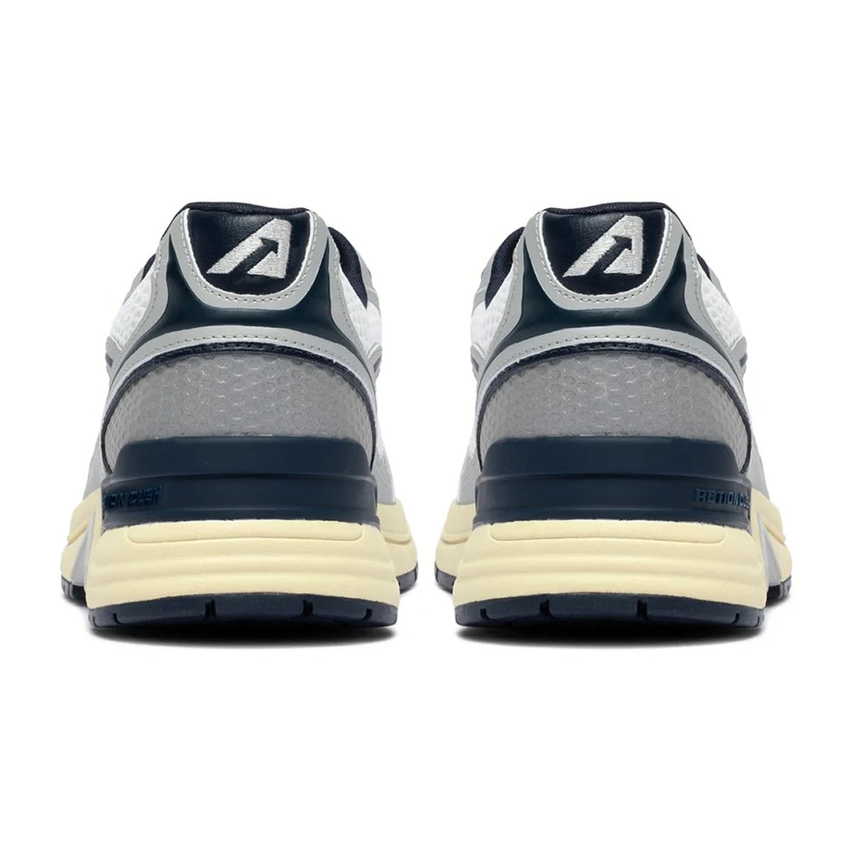Sneakers Autry Hyperway in pelle sintetica e mesh bianco argento e space, vista 3