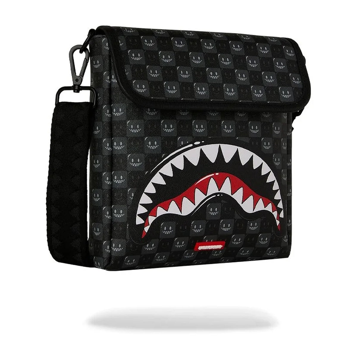 Borselli Sprayground Sharks IN Paris WTF Bubbly Black Check Messenger Sling, vista 2