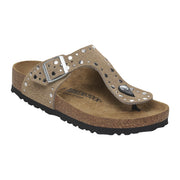 Sandali Bassi Birkenstock Gizeh Rivet Taupe, Suede Leather