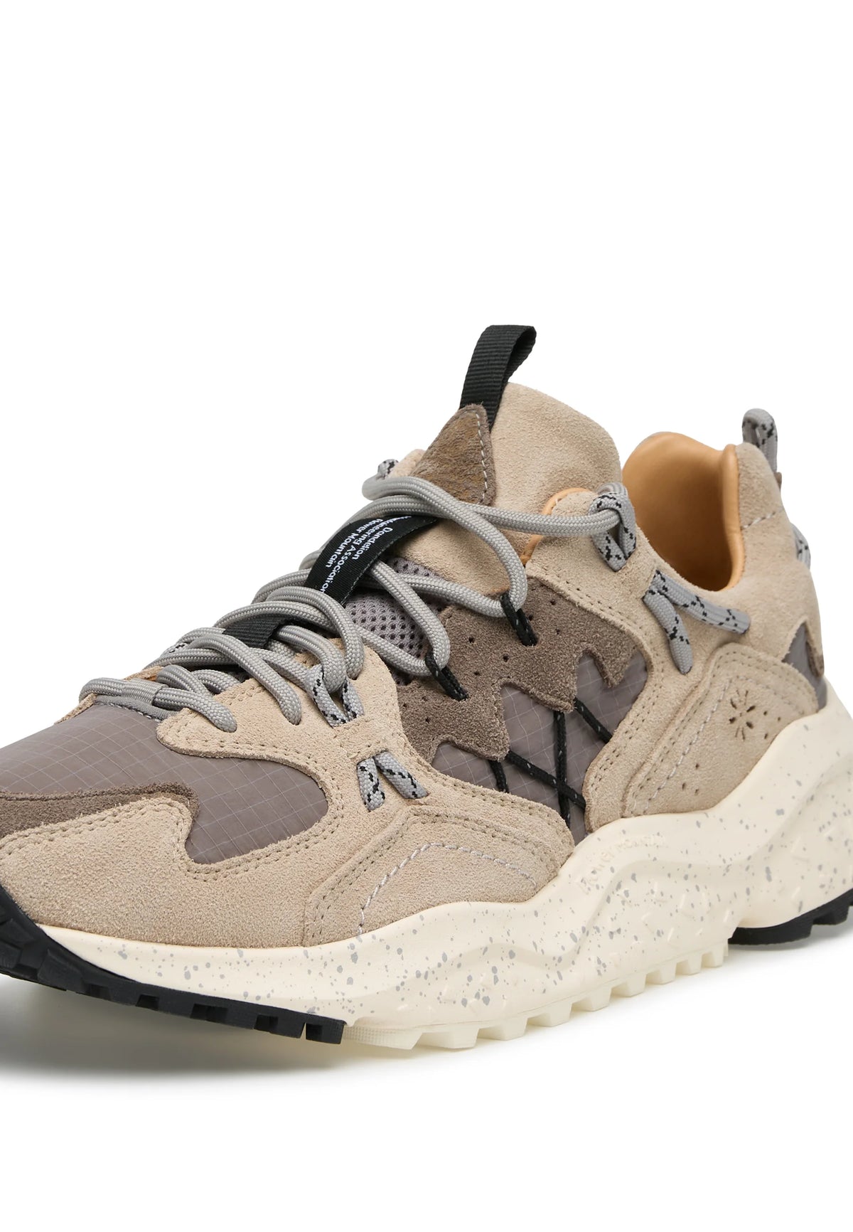 Sneakers in suede e tessuto beige e grigio