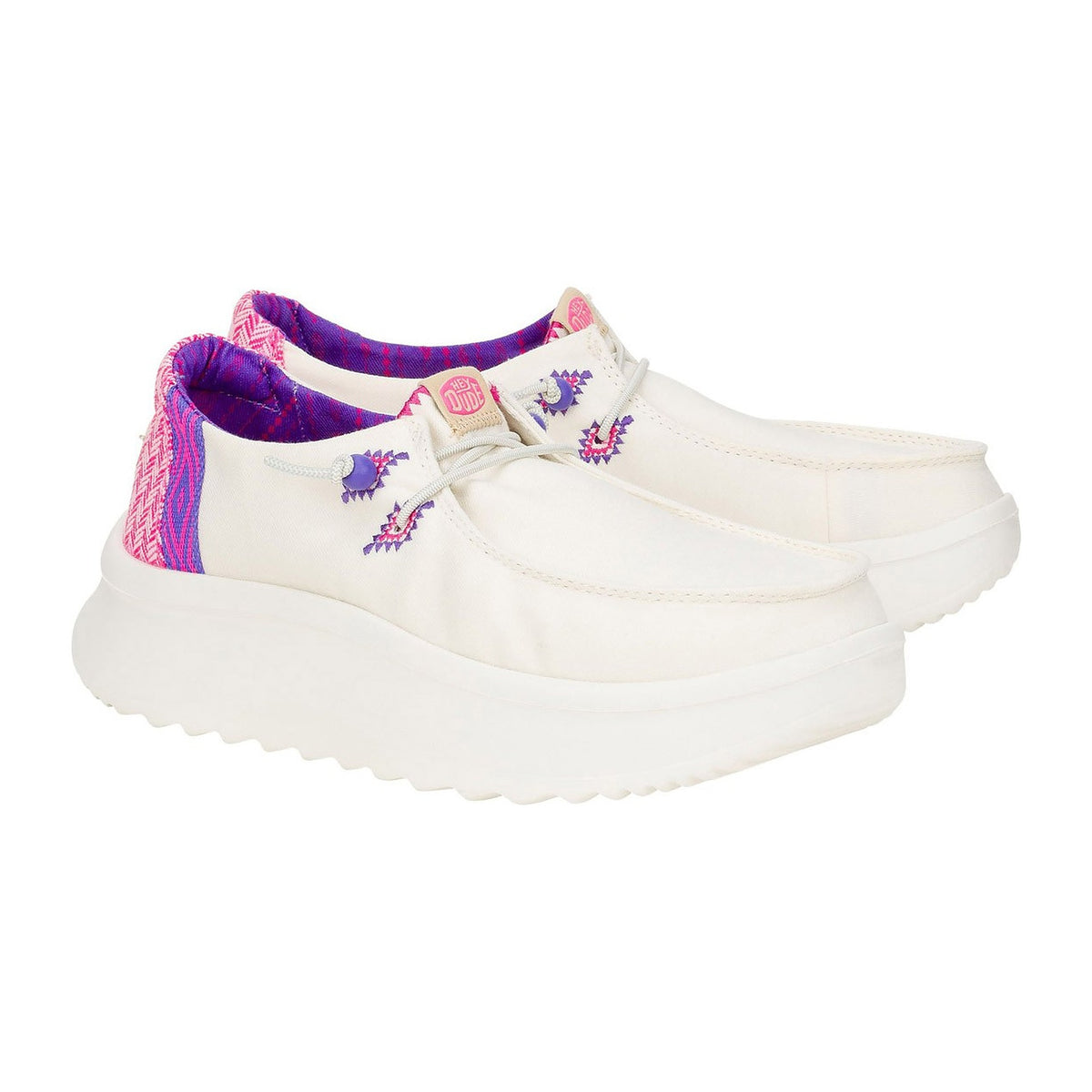 Sneakers Hey Dude Wendy Peak Chambray Woven W White/Pink, vista 2